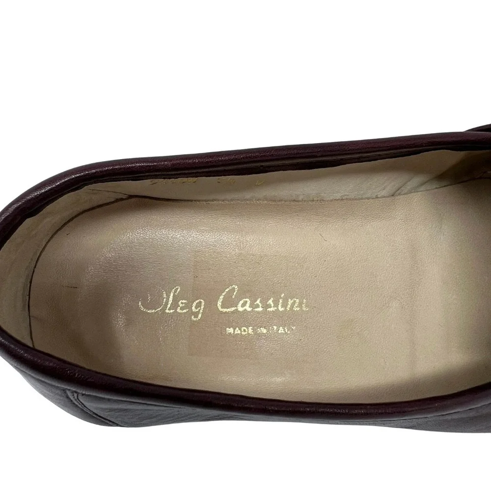 Vintage 80s Oleg Cassini Mens 7.5 W Burgundy Leather Tassel Loafers Italy